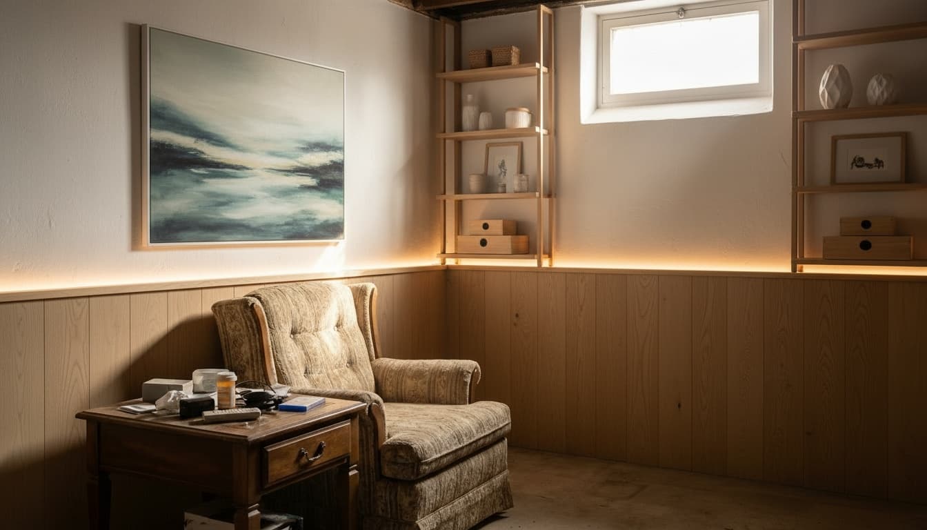 After: Basement Scandinavian style wall decor - Example 1