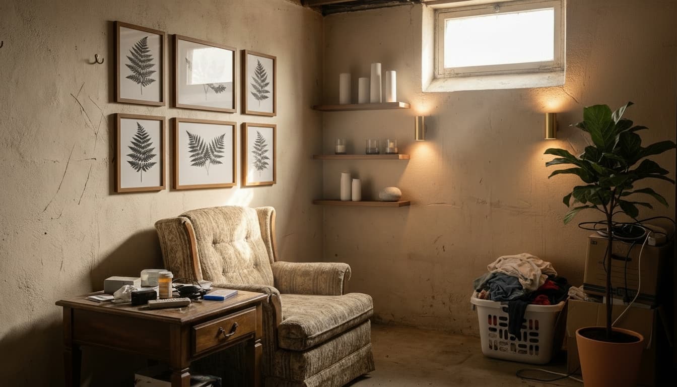 After: Basement Scandinavian style wall decor - Example 2