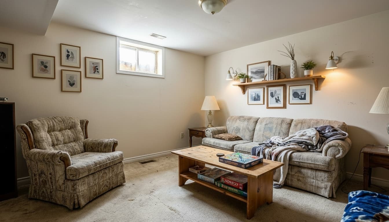 After: Basement Scandinavian style wall decor - Example 3