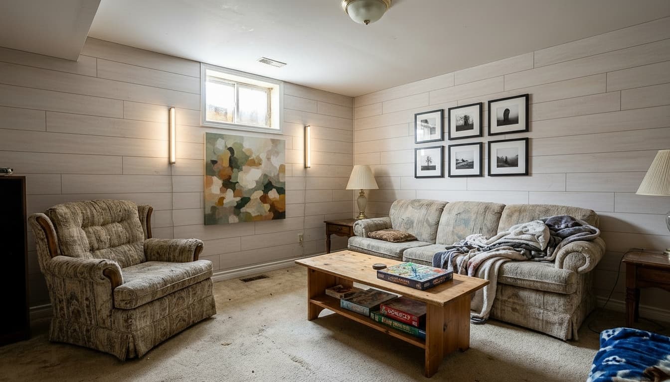 After: Basement Scandinavian style wall decor - Example 4