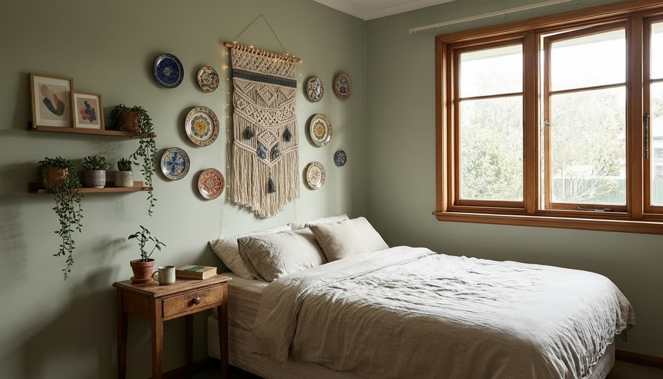 After: Bedroom Bohemian style wall decor - Example 5