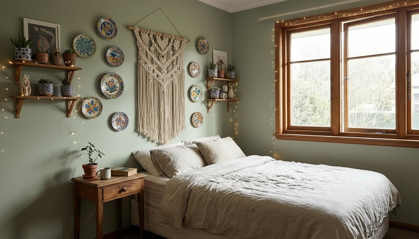 After: Bedroom Bohemian style wall decor - Example 6