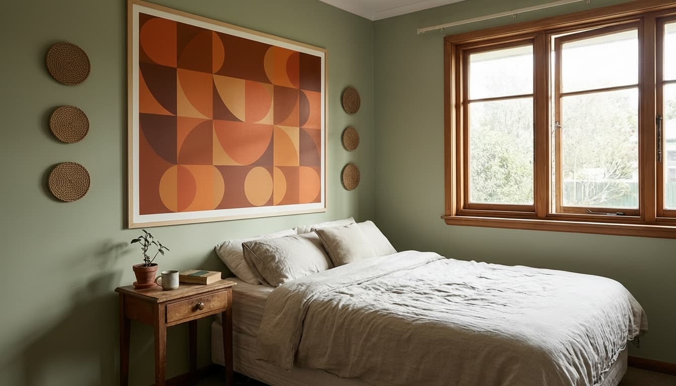 After: Bedroom Mid-Century Modern style wall decor - Example 5