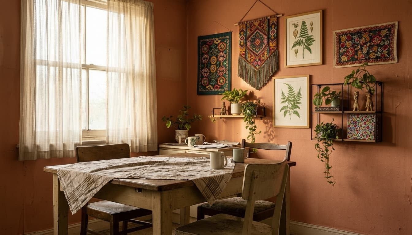 After: Dining Room Bohemian style wall decor - Example 1