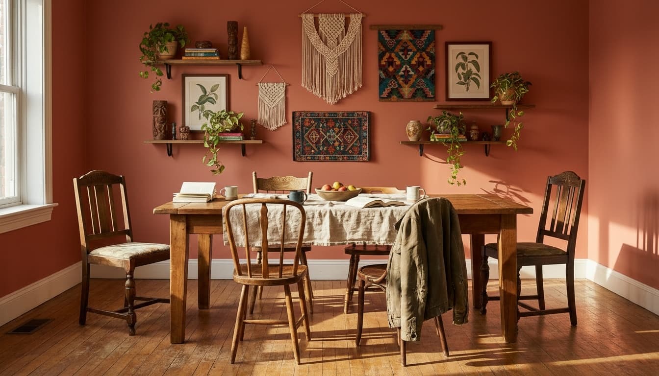 After: Dining Room Bohemian style wall decor - Example 7