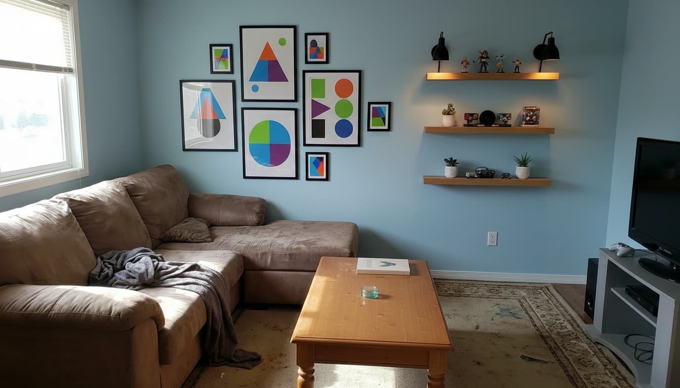 After: Game Room Scandinavian style wall decor - Example 1