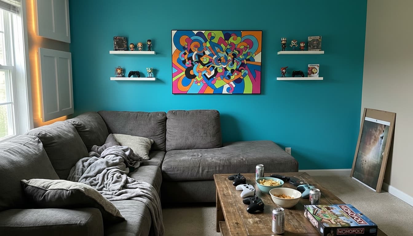 After: Game Room Scandinavian style wall decor - Example 4