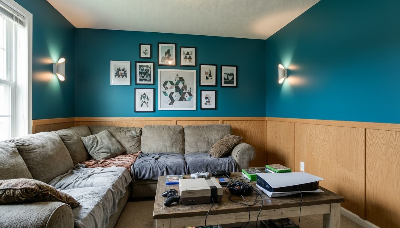 After: Game Room Scandinavian style wall decor - Example 5