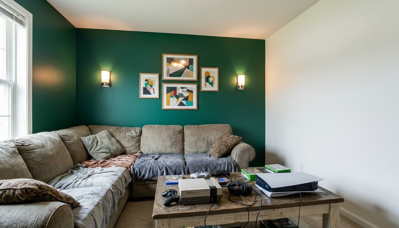 After: Game Room Scandinavian style wall decor - Example 6