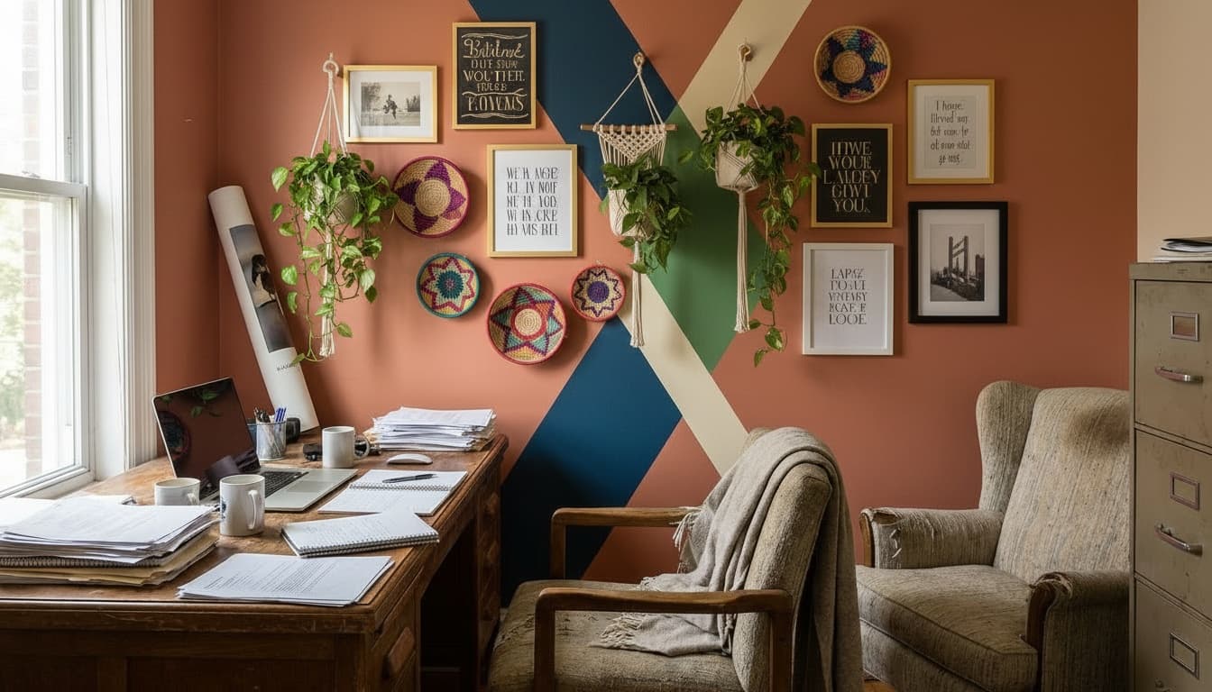 After: Home Office Bohemian style wall decor - Example 1