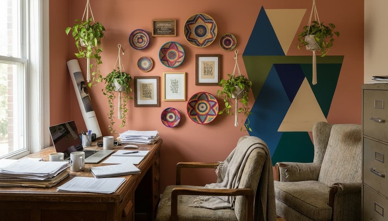 After: Home Office Bohemian style wall decor - Example 2