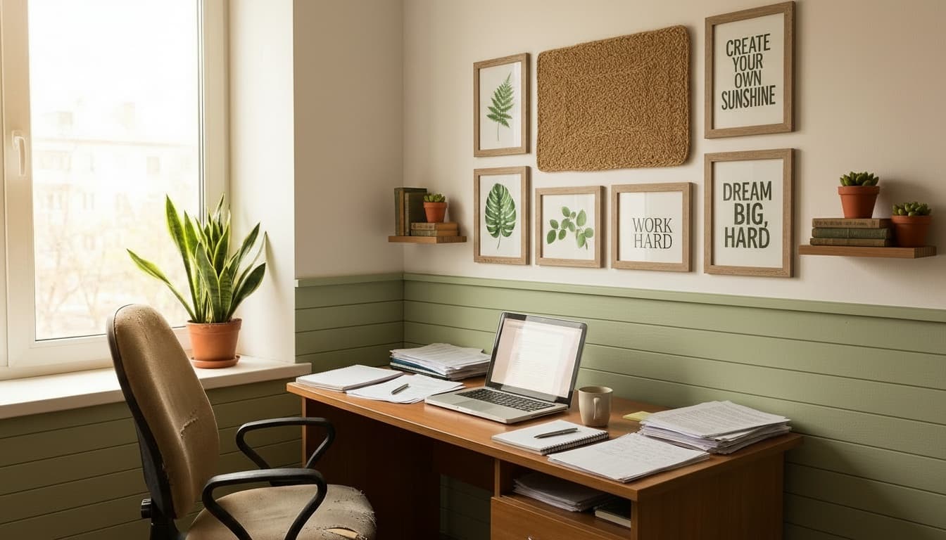 After: Home Office Farmhouse style wall decor - Example 6