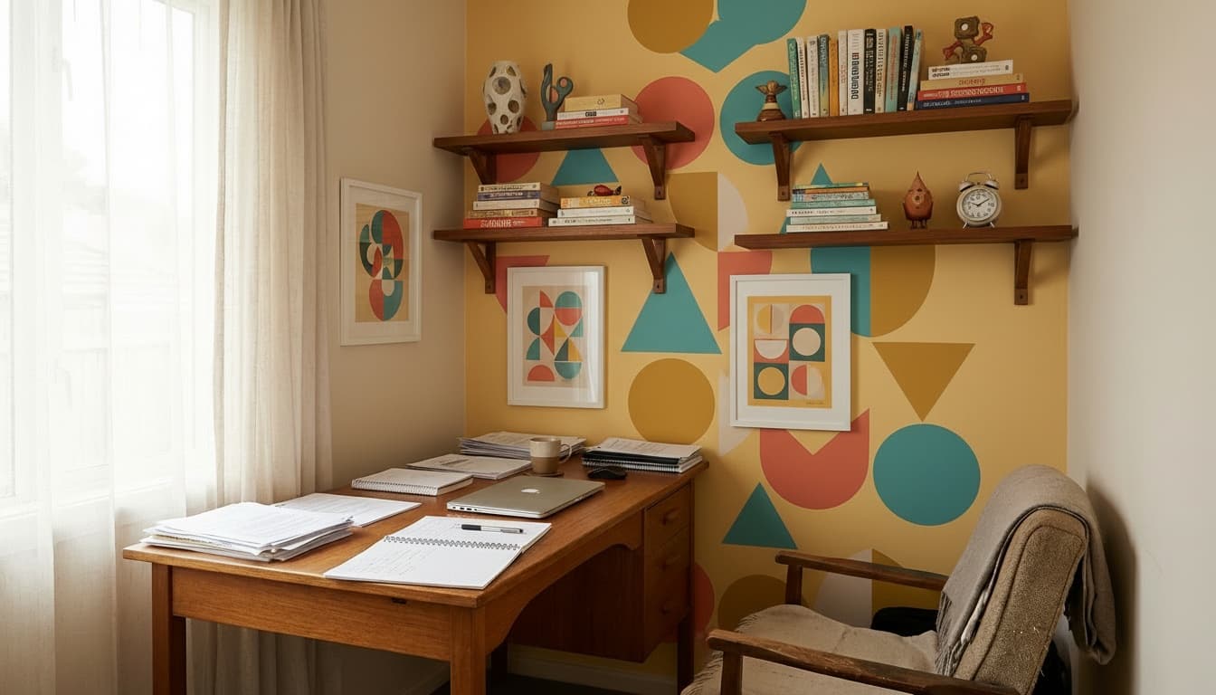 After: Home Office Mid-Century Modern style wall decor - Example 3
