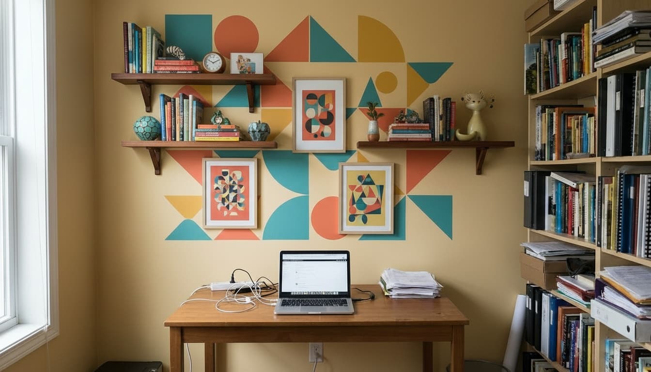 After: Home Office Mid-Century Modern style wall decor - Example 7