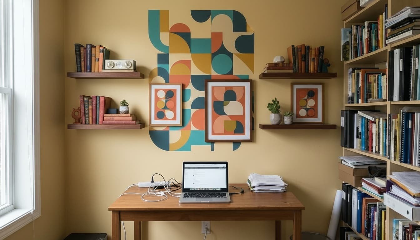 After: Home Office Mid-Century Modern style wall decor - Example 8
