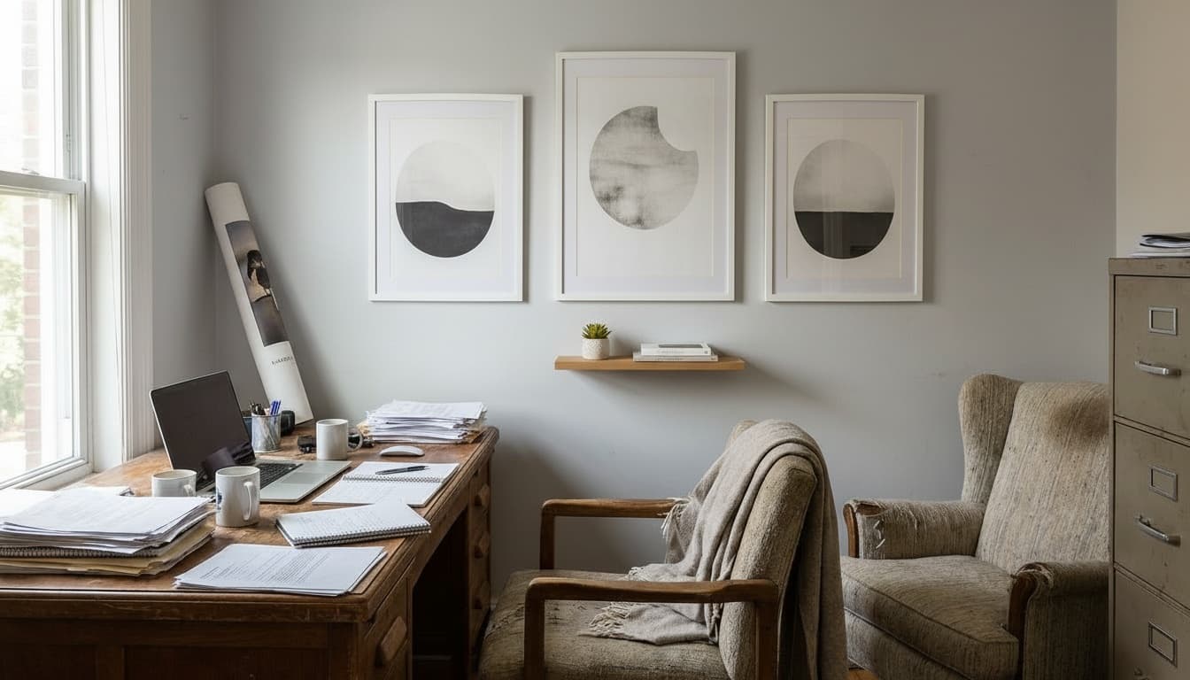 After: Home Office Minimalist style wall decor - Example 1