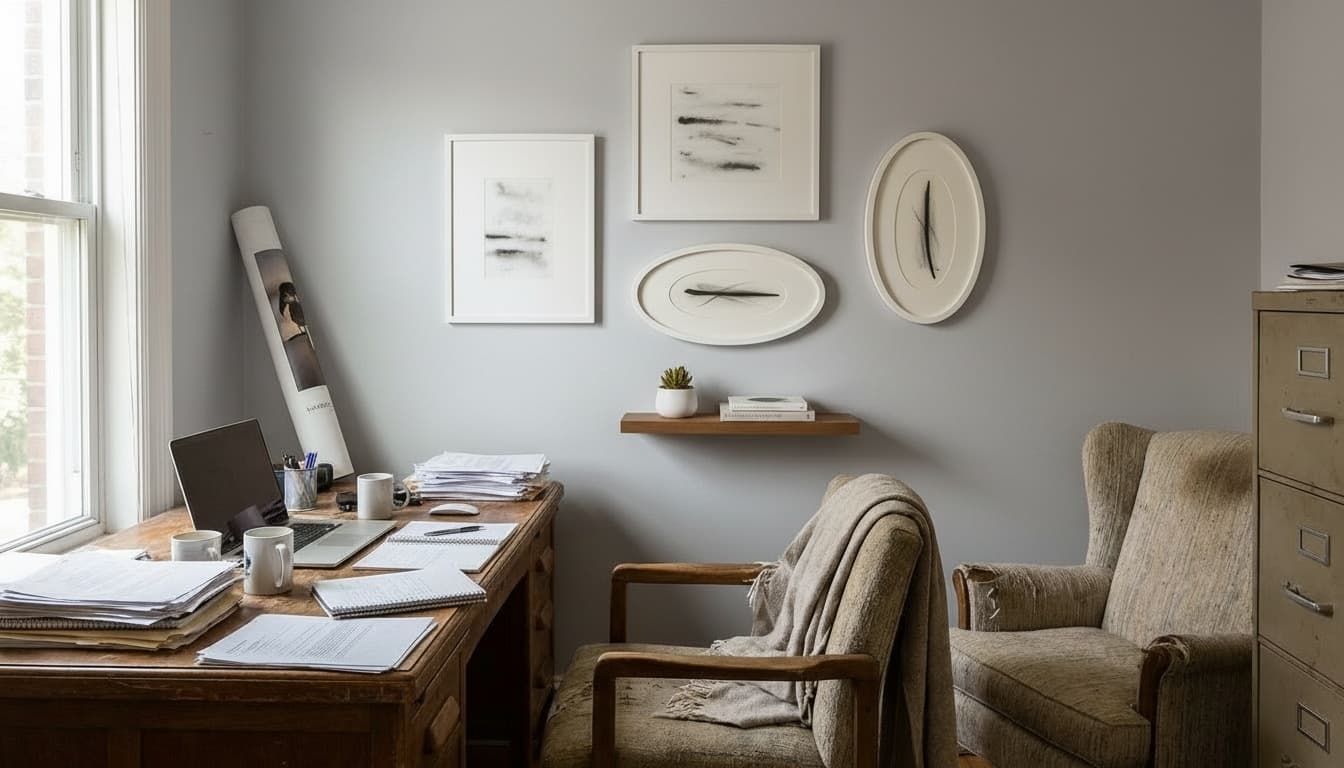 After: Home Office Minimalist style wall decor - Example 2