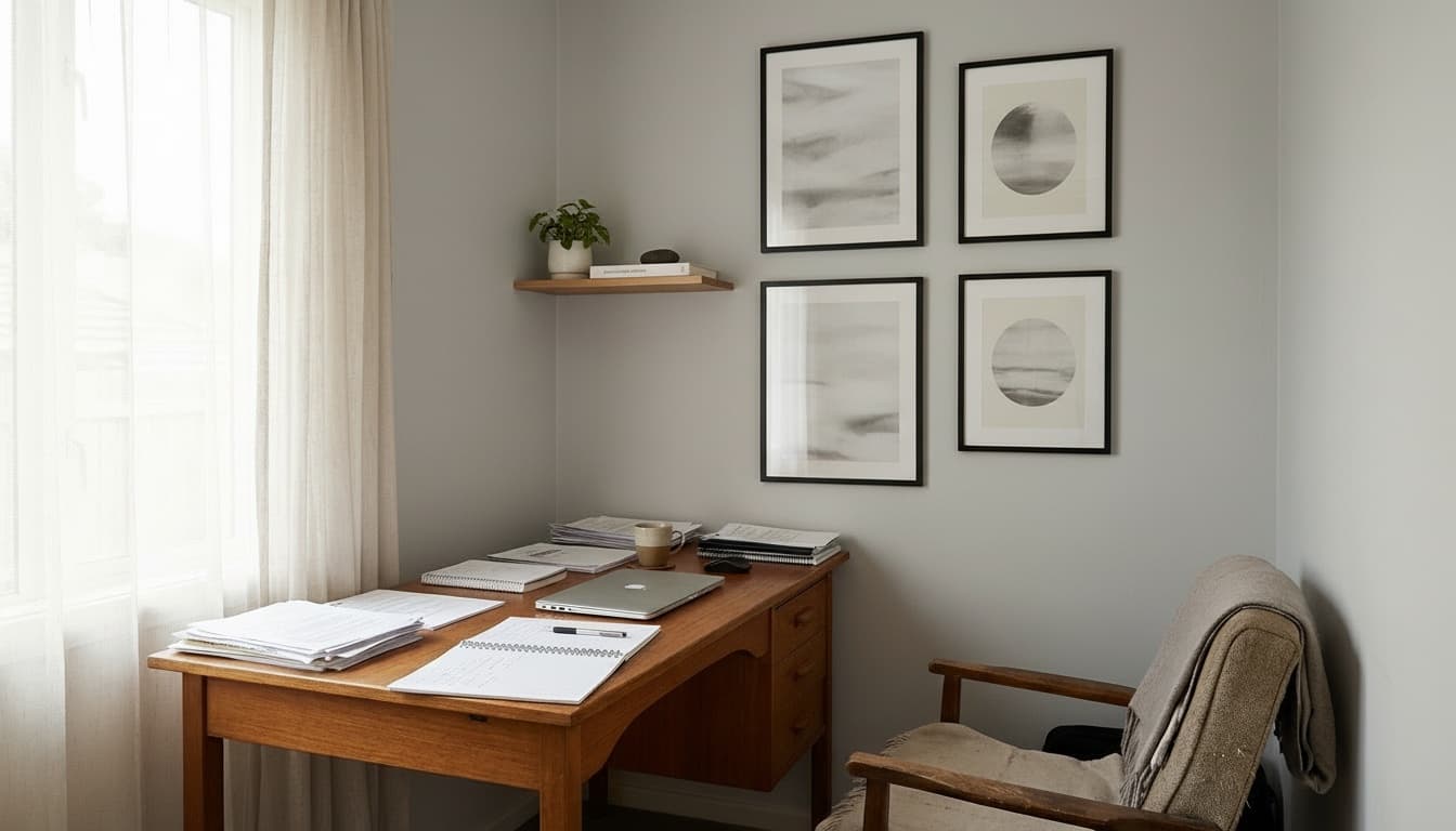 After: Home Office Minimalist style wall decor - Example 3