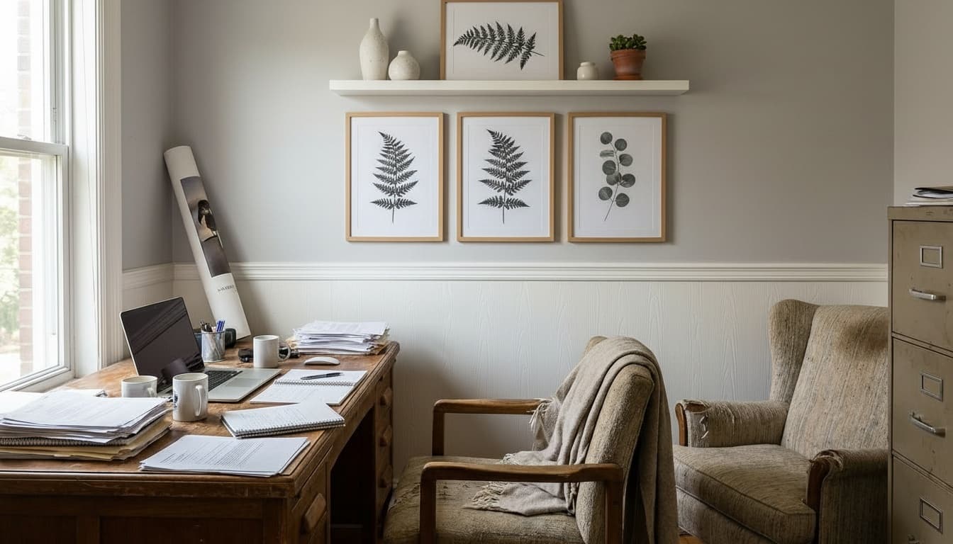After: Home Office Scandinavian style wall decor - Example 2