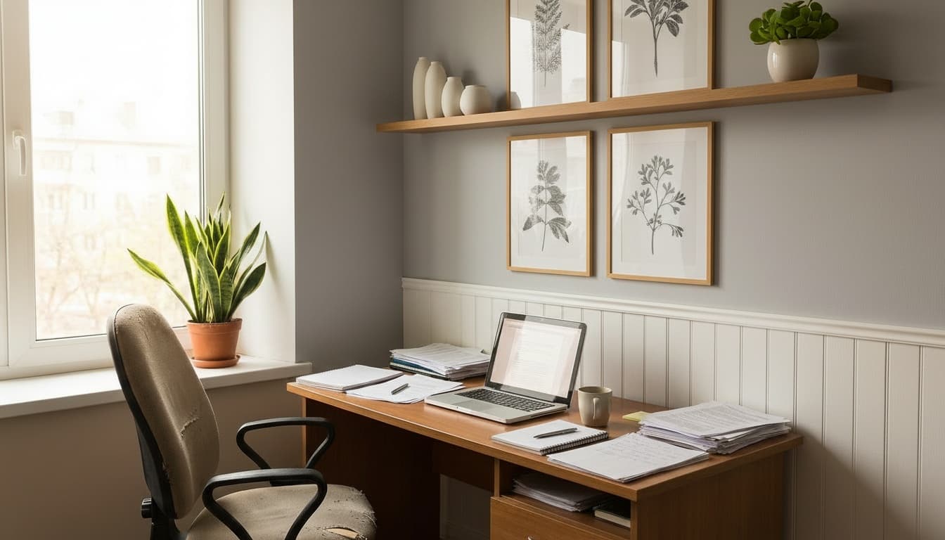 After: Home Office Scandinavian style wall decor - Example 5