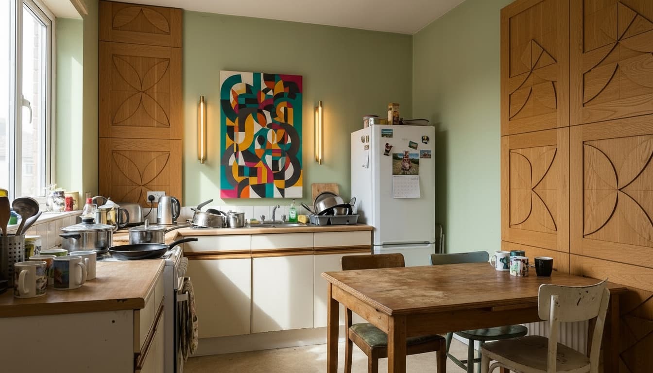 After: Kitchen Mid-Century Modern style wall decor - Example 5