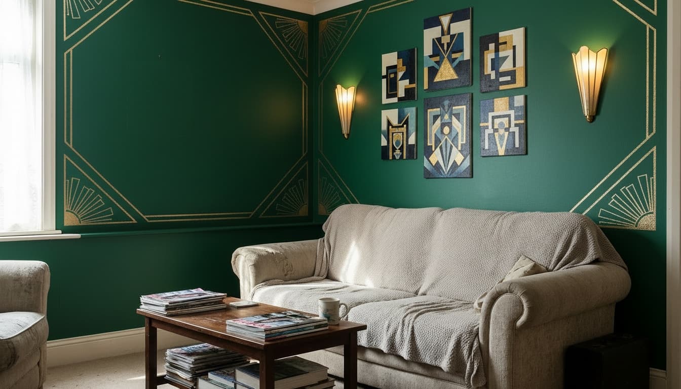 After: Living Room Art Deco style wall decor - Example 2