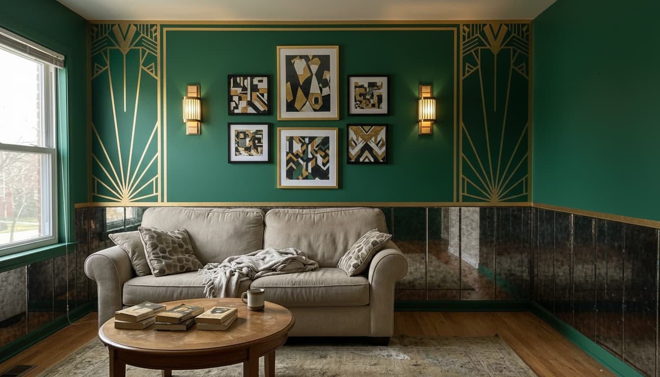 After: Living Room Art Deco style wall decor - Example 7