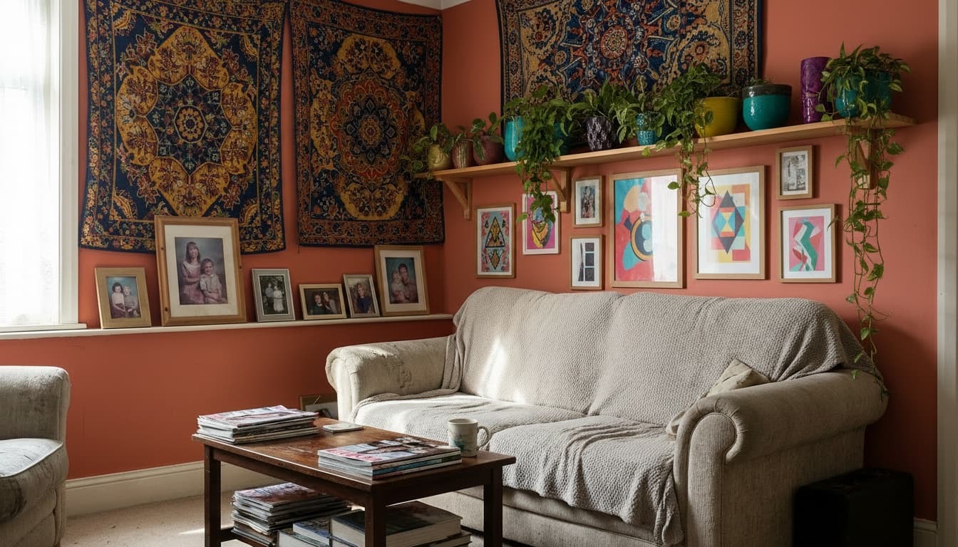 After: Living Room Bohemian style wall decor - Example 1