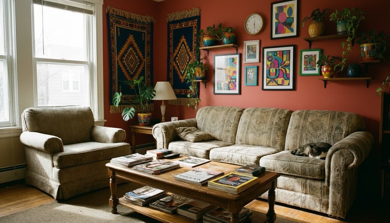 After: Living Room Bohemian style wall decor - Example 3