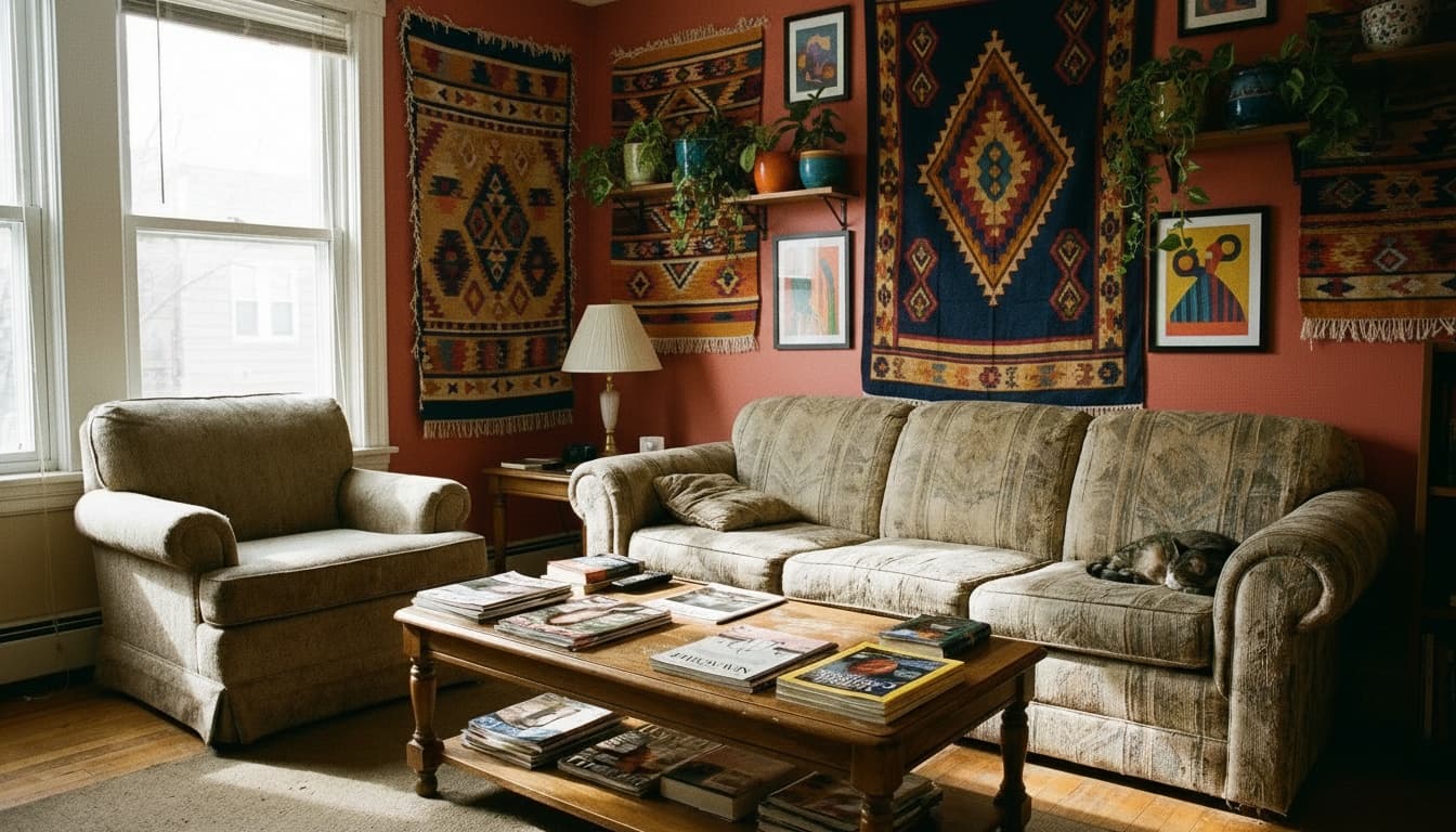 After: Living Room Bohemian style wall decor - Example 4