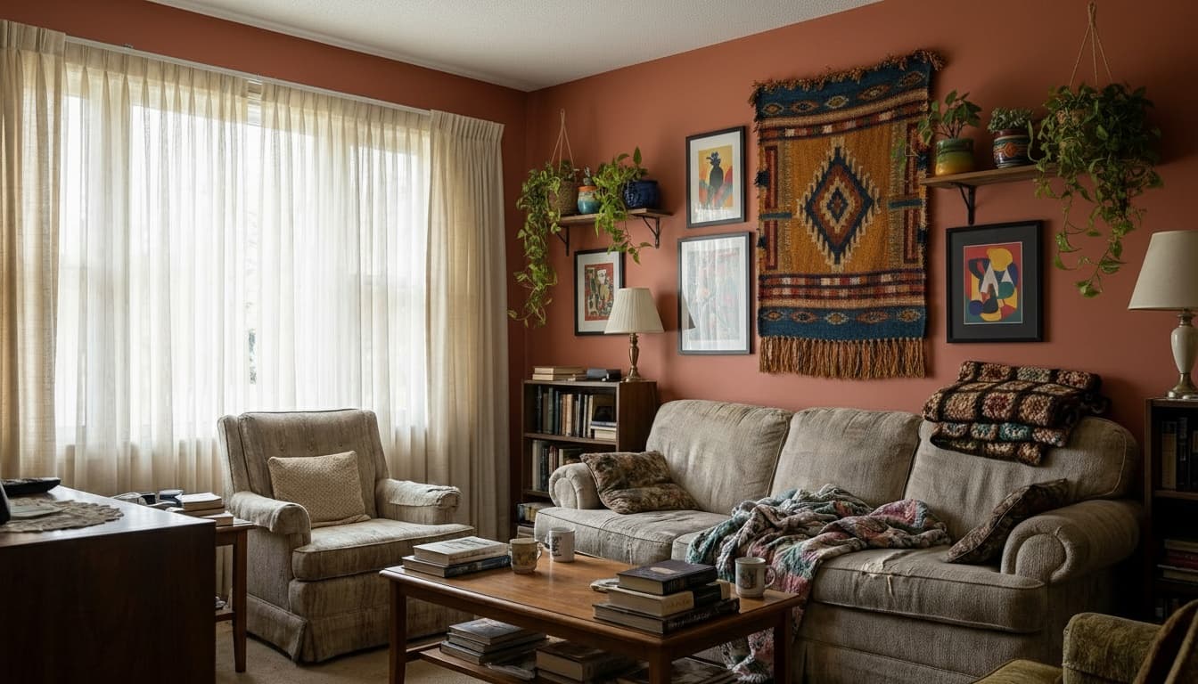 After: Living Room Bohemian style wall decor - Example 5