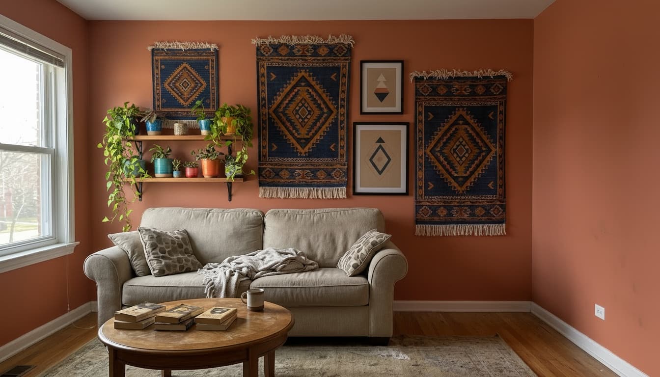 After: Living Room Bohemian style wall decor - Example 7