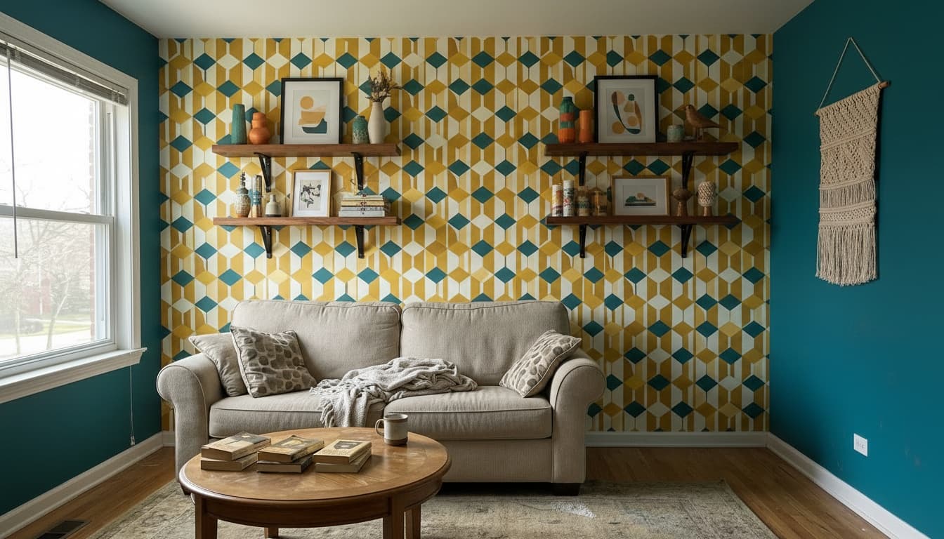 After: Living Room Mid-Century Modern style wall decor - Example 7